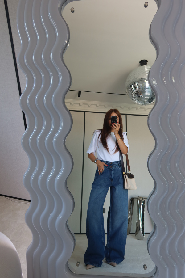 Çift Düğmeli Wideleg Jean