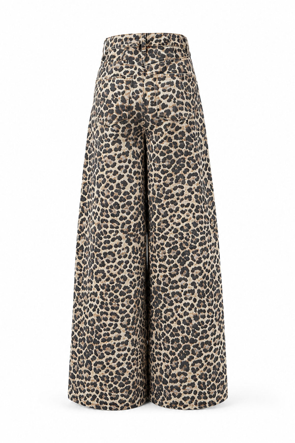 Leopar Desen Wideleg Jean