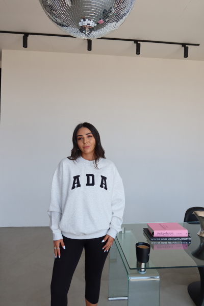 Bisiklet Yaka Yazı Baskılı Oversize Sweat