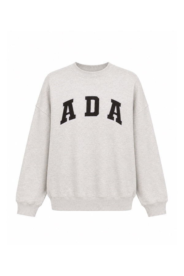 Bisiklet Yaka Yazı Baskılı Oversize Sweat