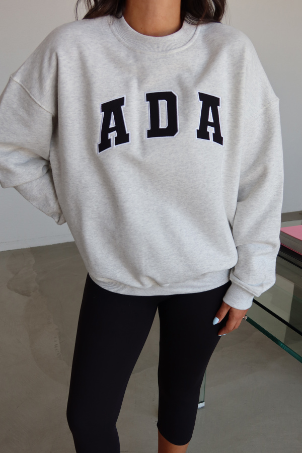Bisiklet Yaka Yazı Baskılı Oversize Sweat 