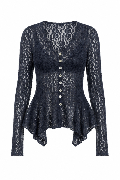 Düğmeli Peplum Dantel Hırka