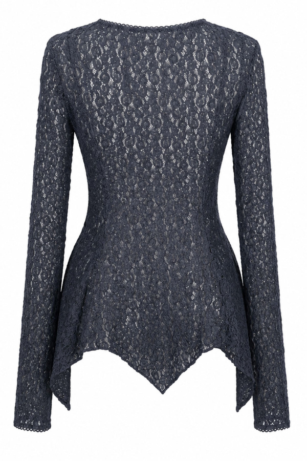 Düğmeli Peplum Dantel Hırka