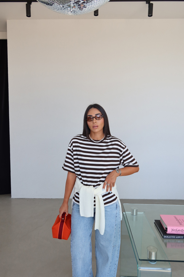 Çizgili Oversize Tişört