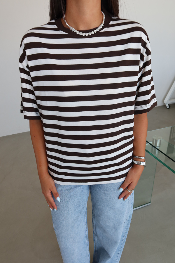 Çizgili Oversize Tişört