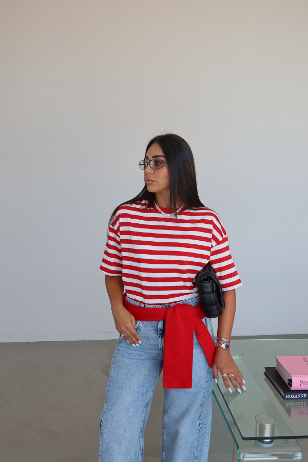 Çizgili Oversize Tişört