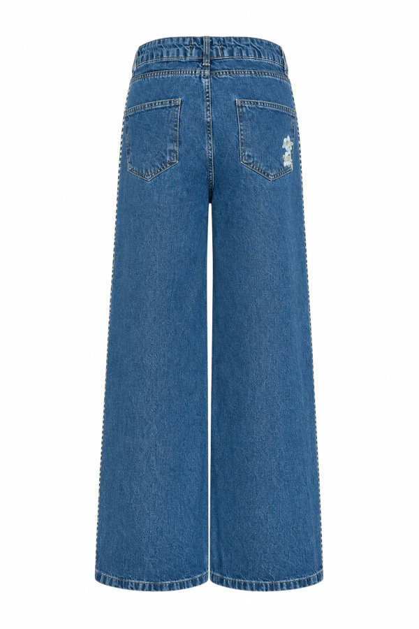 Yanları Boncuk ve Taş Baskılı Jean