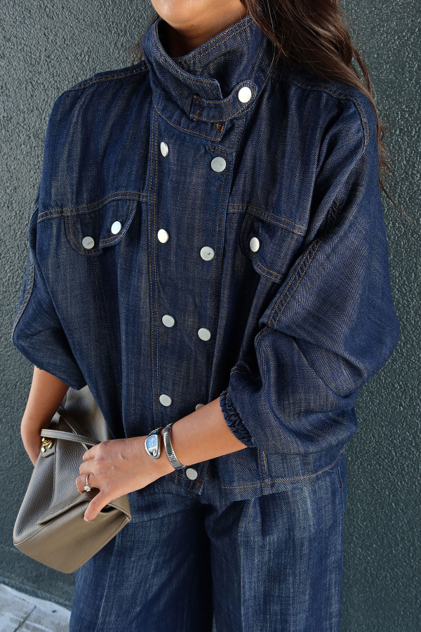Süs Cepli Denim Ceket