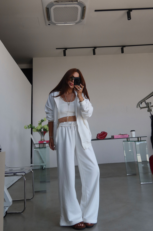 Boydan Fermuarlı Sweat Eşofman Alt Takım