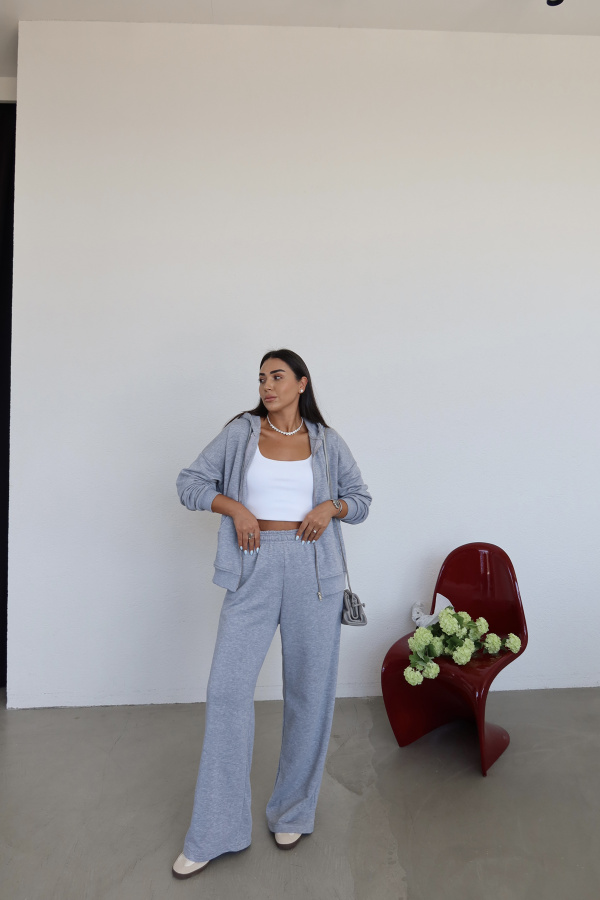 Boydan Fermuarlı Sweat Eşofman Alt Takım