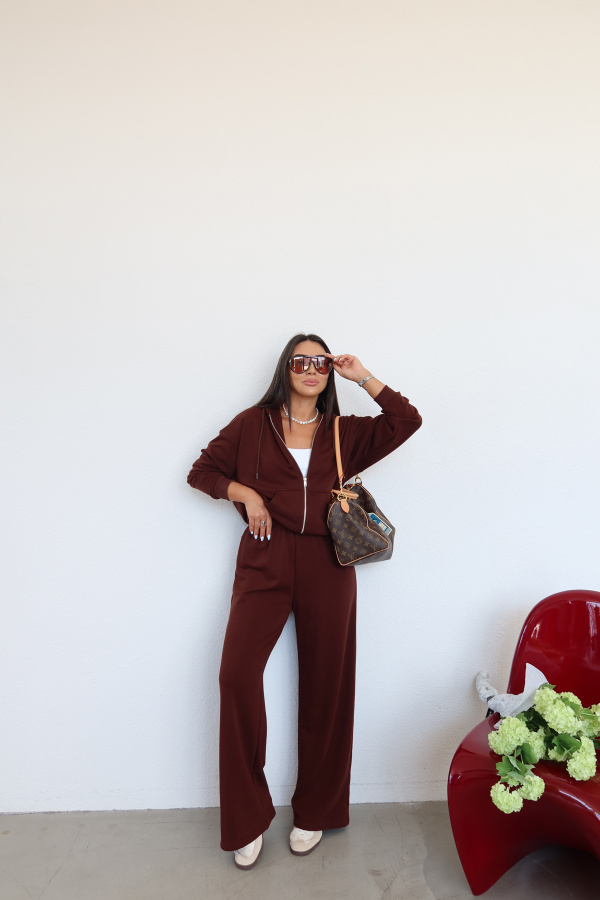 Boydan Fermuarlı Sweat Eşofman Alt Takım