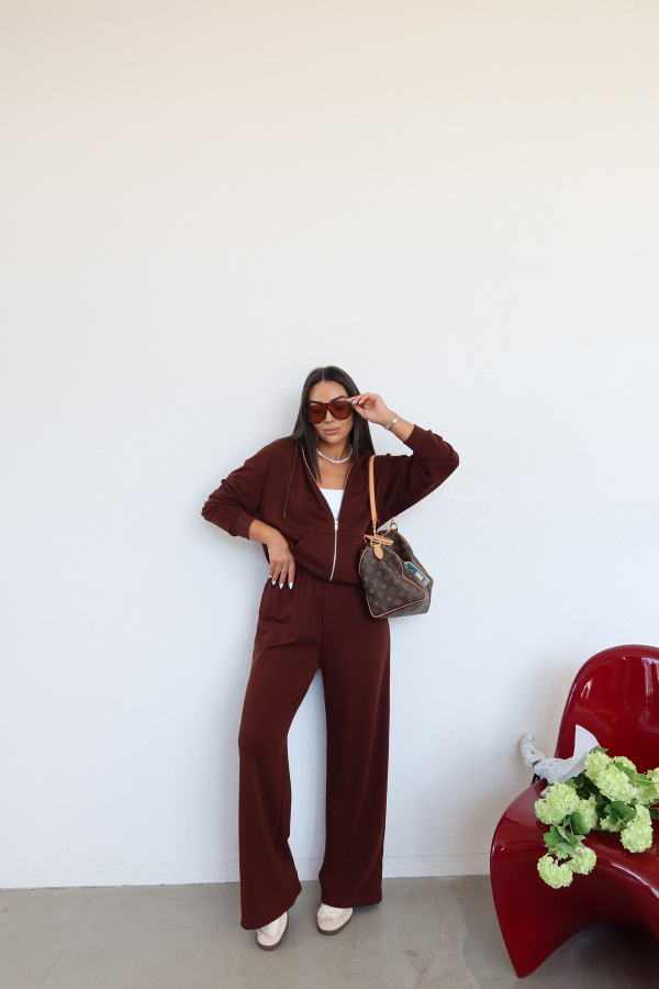 Boydan Fermuarlı Sweat Eşofman Alt Takım