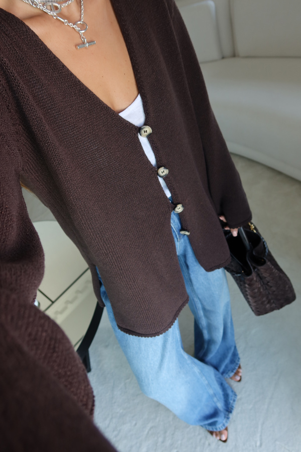 V Yaka Oversize Hırka