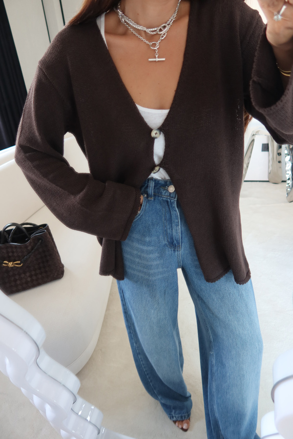 V Yaka Oversize Hırka