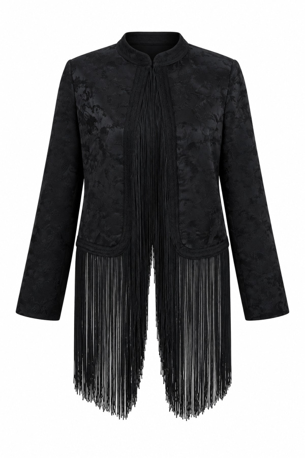 Premium Kendinden Desenli Püsküllü Ceket