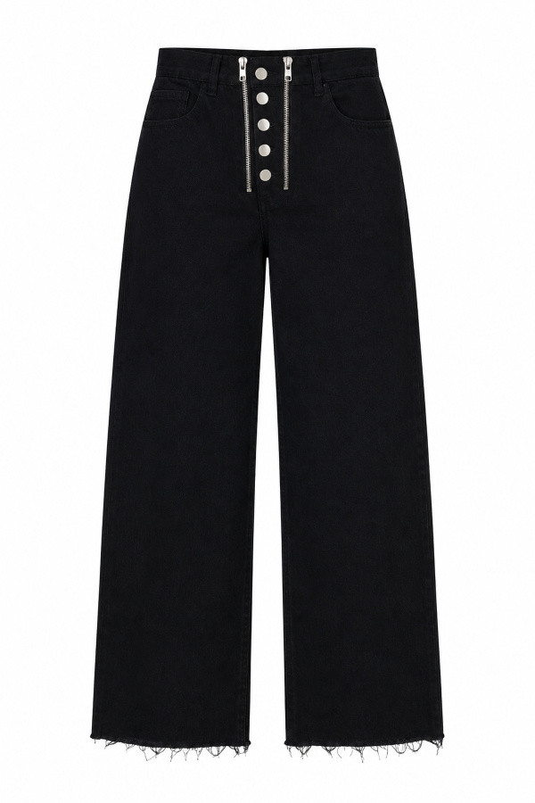 Çift Fermuarlı Paçası Yırtmaçlı Jean