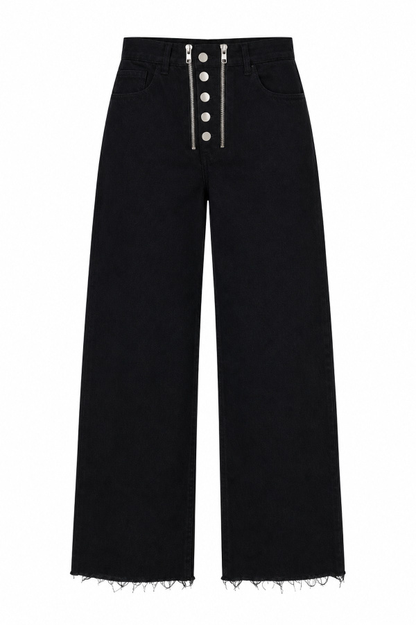 Çift Fermuarlı Paçası Yırtmaçlı Jean