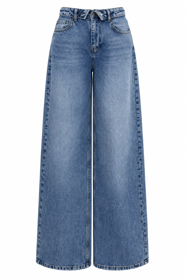 Beli Katlamalı Wideleg Jean