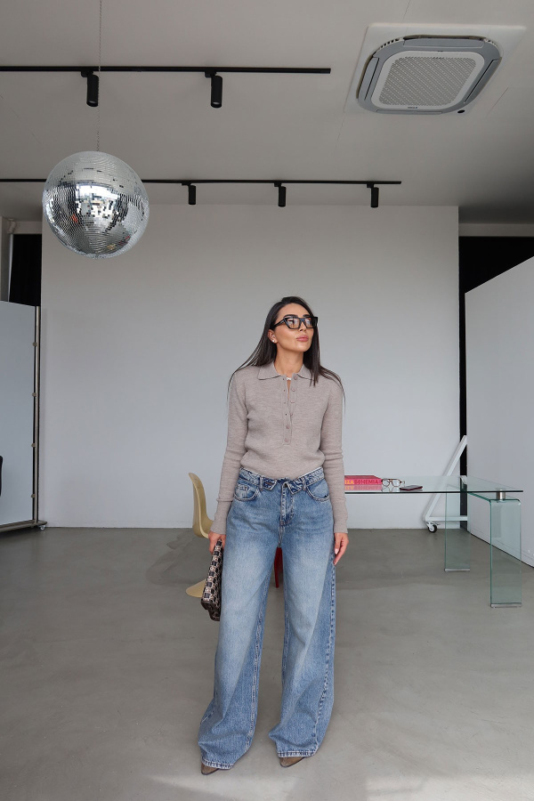 Beli Katlamalı Wideleg Jean