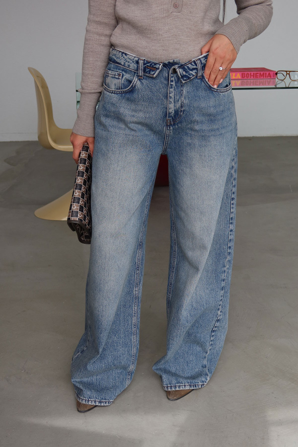 Beli Katlamalı Wideleg Jean
