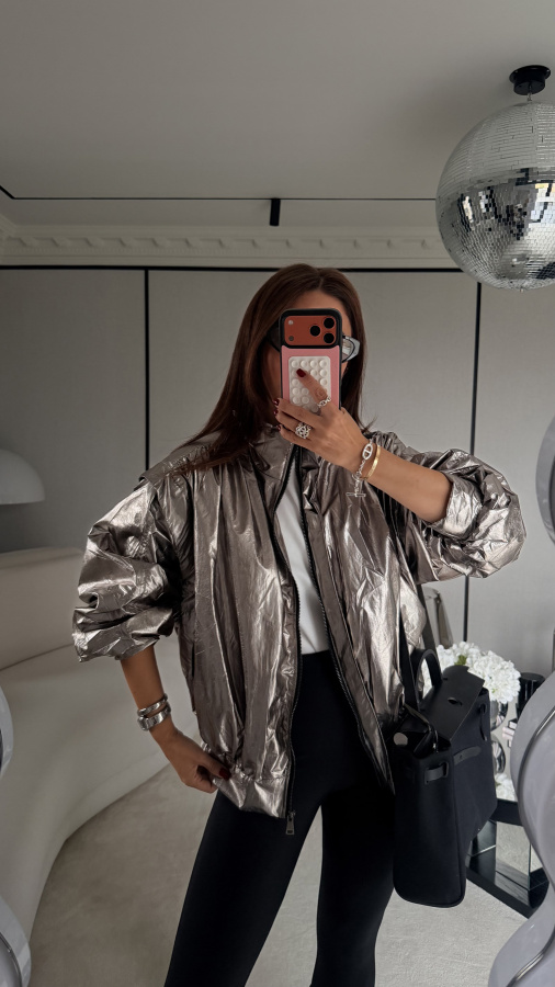 Dik Yaka Vintage Bomber Ceket