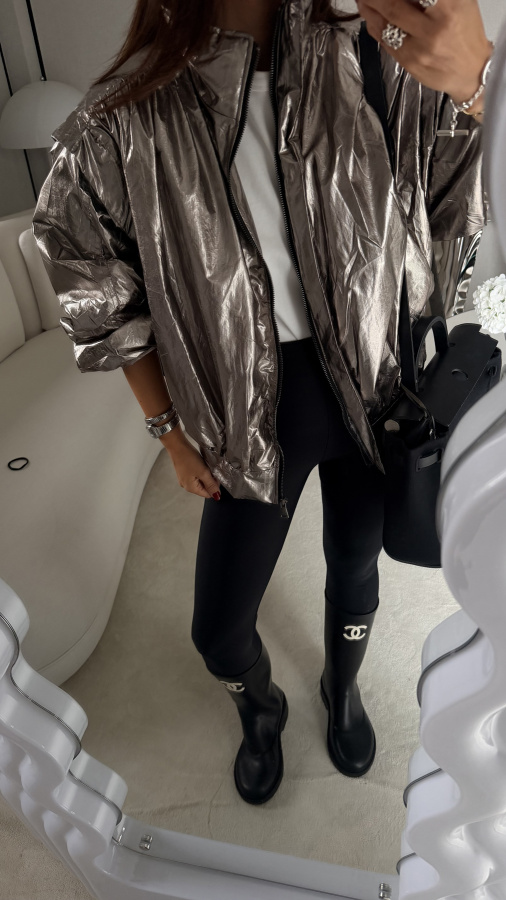 Dik Yaka Vintage Bomber Ceket
