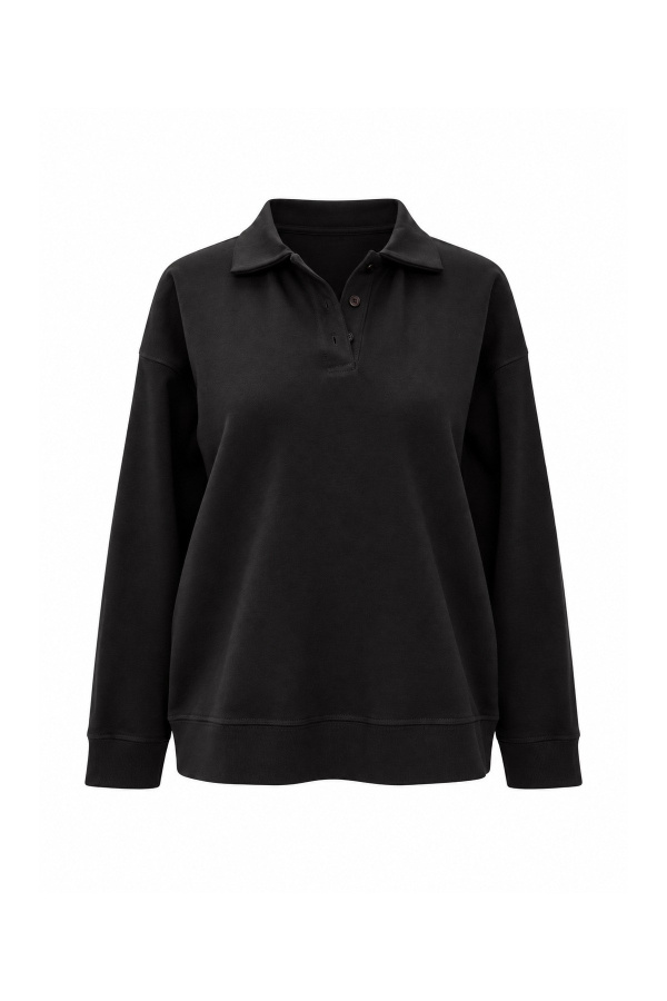 Polo Yaka Basic Sweatshirt