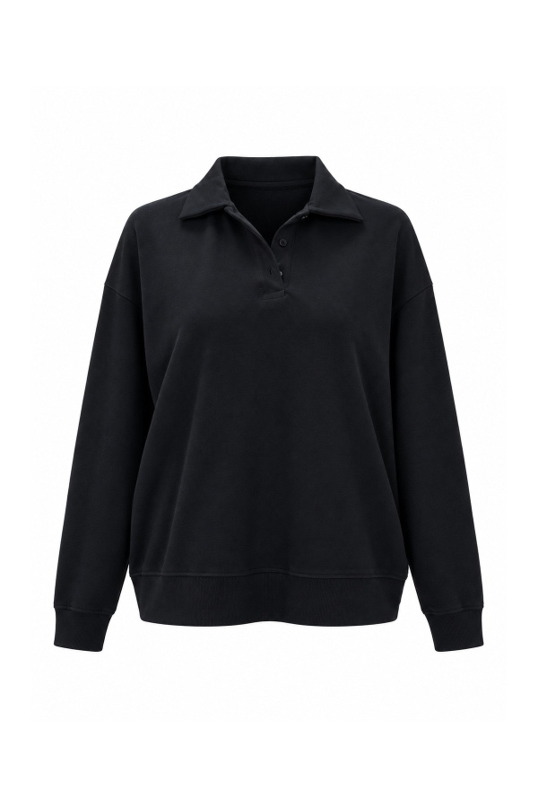 Polo Yaka Basic Sweatshirt