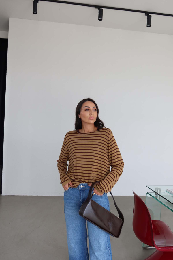 Çizgili Oversize Basic Triko