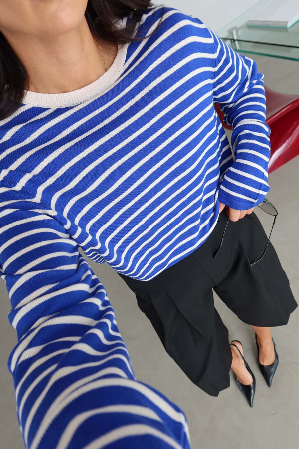 Çizgili Oversize Basic Triko