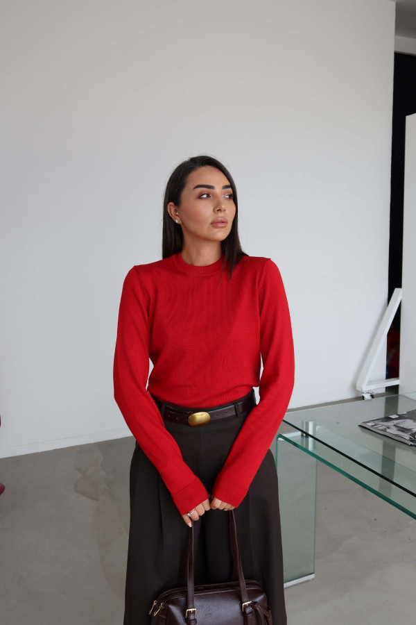 Yakası Fitilli Basic Triko