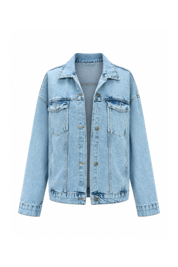 Belden Bağlamalı Yıkamalı Denim Ceket