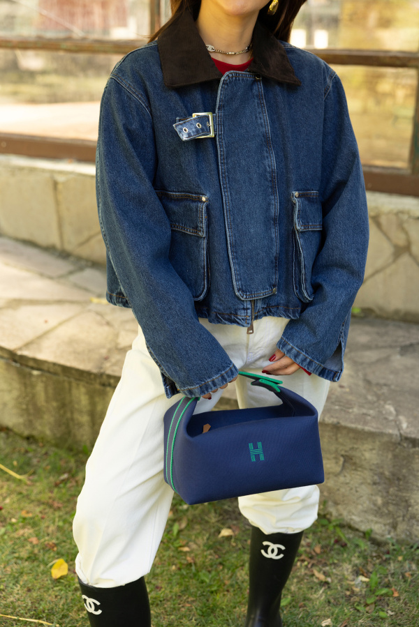 Yakası Kadife Torba Cepli Denim Ceket