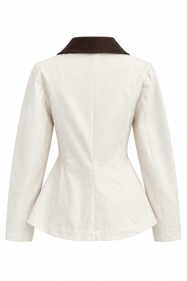 Yakası Renkli Peplum Ceket