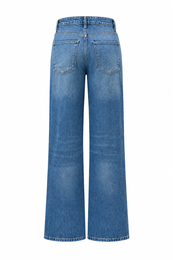 Taşlamalı Düz Kesim Jean