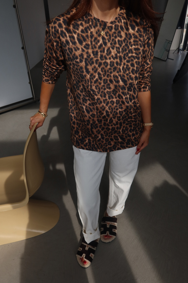 Bisiklet Yaka Leopar Sweat