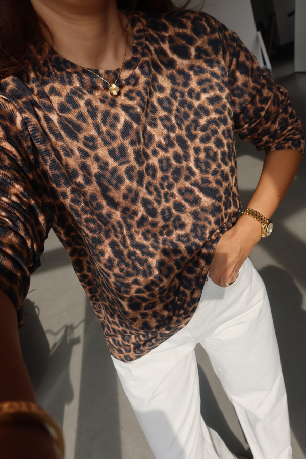 Bisiklet Yaka Leopar Sweat