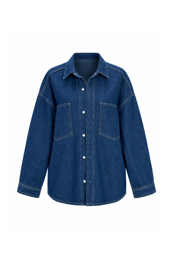 Çift Cepli Basic Denim Gömlek