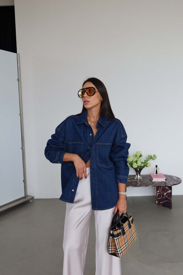 Çift Cepli Basic Denim Gömlek