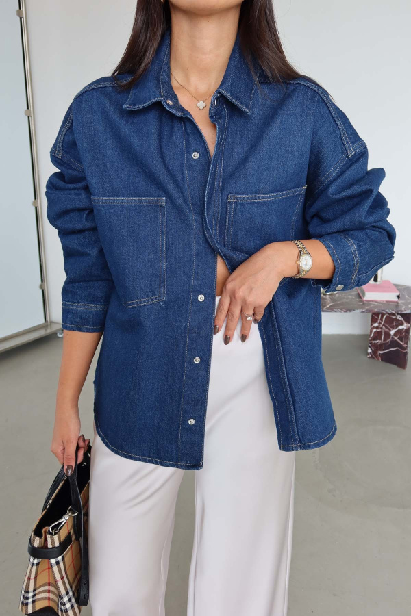 Çift Cepli Basic Denim Gömlek