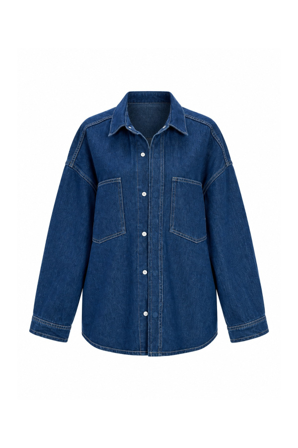 Çift Cepli Basic Denim Gömlek