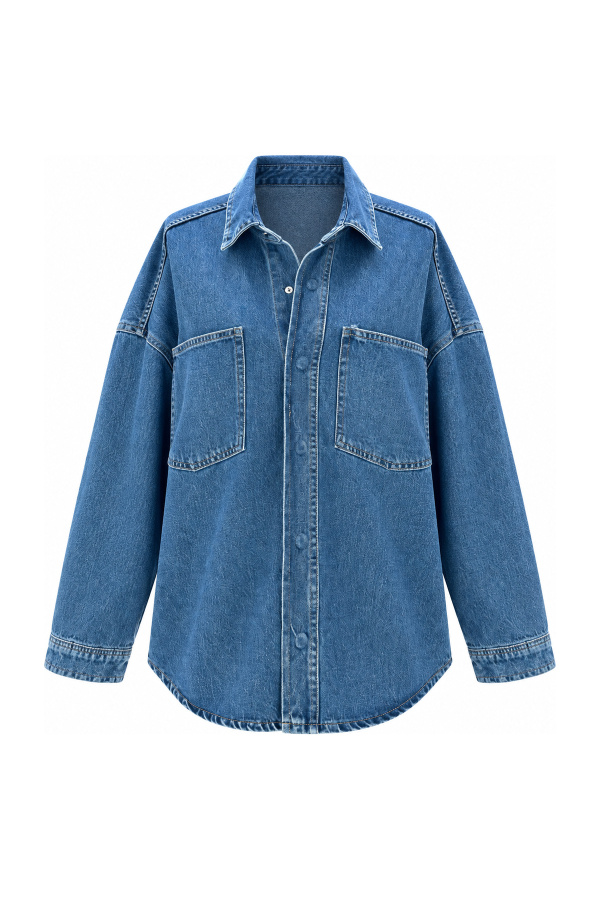 Çift Cepli Basic Denim Gömlek
