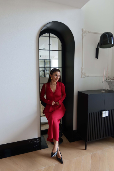 Fitilli Peplum Hırka Etek Triko Takım