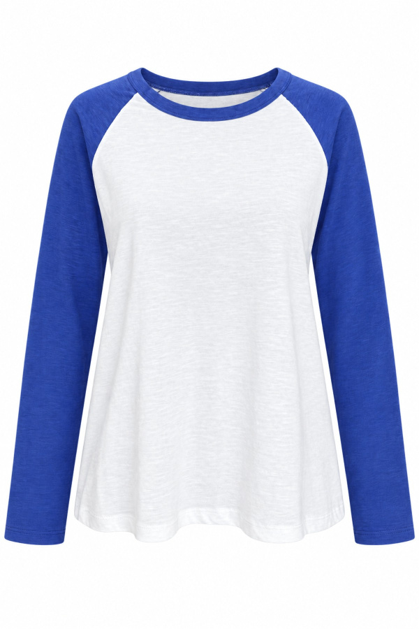 İki Renk Uzun Kollu Basic Sweat