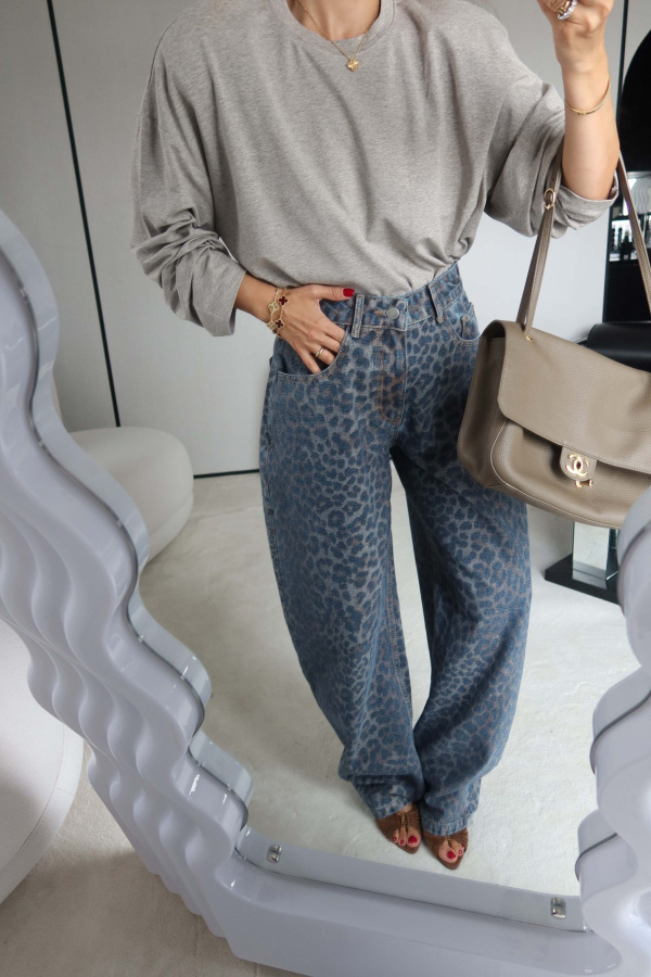Leopar Desen Balon Fit Jean
