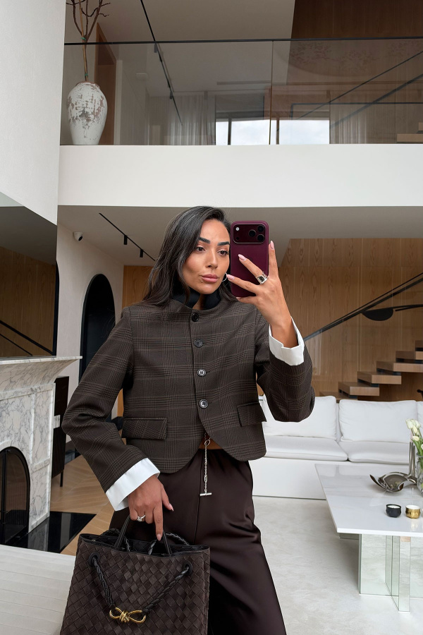 Ekoseli Crop Ceket