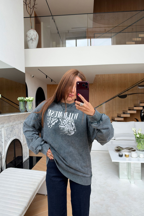 Wild Muse Yazı Baskılı Batik Sweat
