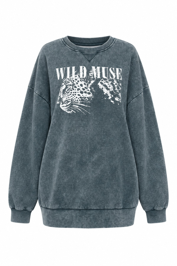 Wild Muse Yazı Baskılı Batik Sweat