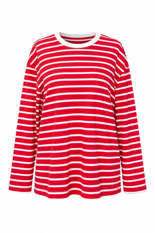 Bisiklet Yaka Oversize Çizgili Sweat