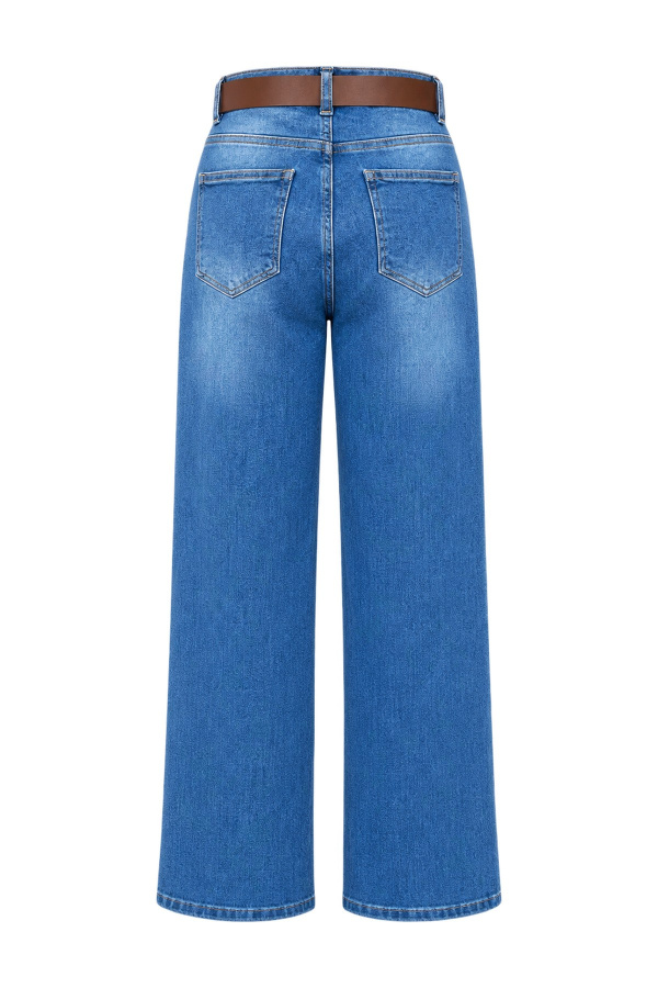 Yıkamalı Kemerli Jean